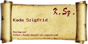 Kada Szigfrid névjegykártya